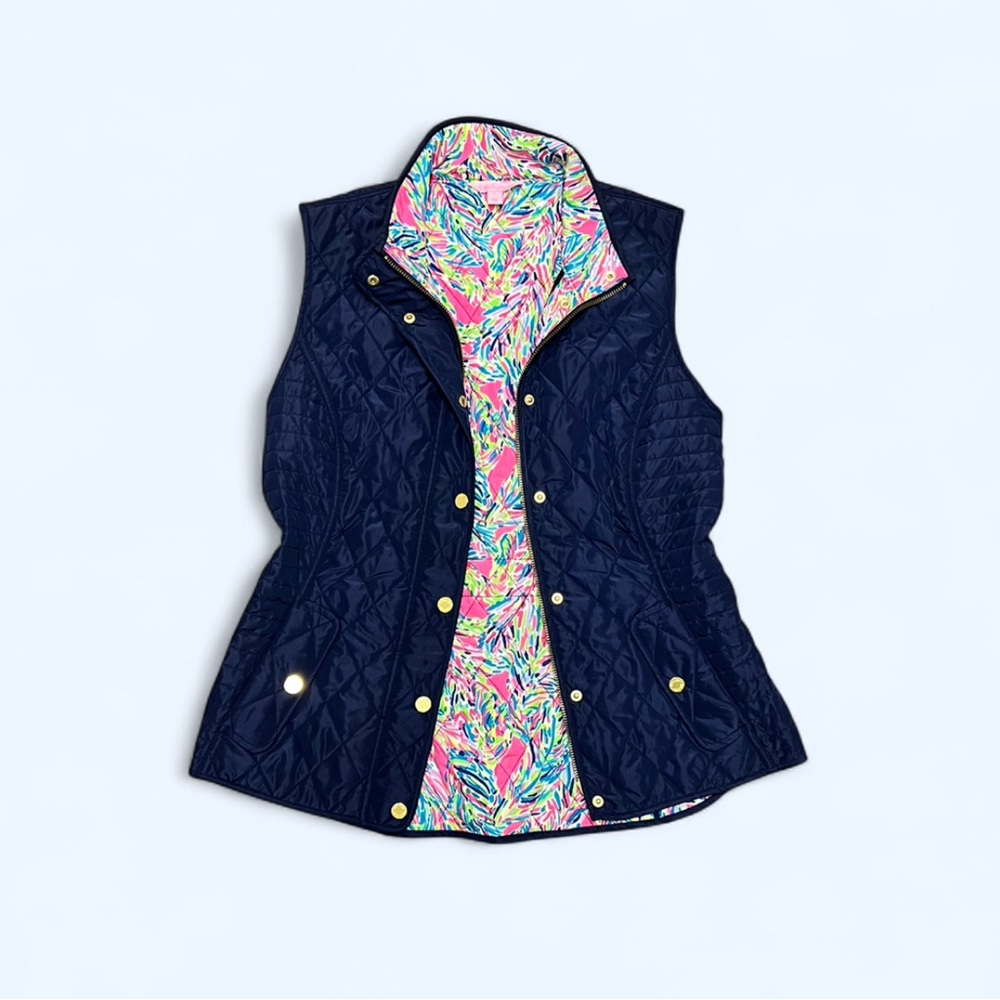 Lilly Pulitzer Navy Quilted Button Down Vest - NWOT